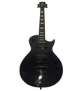 Black electric guitar on a white background